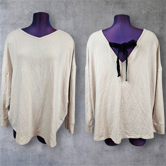 Maurice's Womens 1X V-Neck Long Sleeve Top with Velvet Tie Open Back New Q12 - Picture 1 of 10